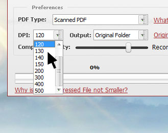 Choose PDF Compressing DPI