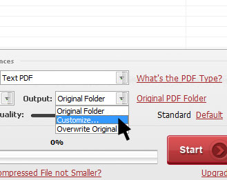 Choose output type for compressed PDF files